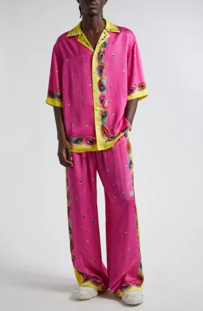 Acne Studios Sowen Matty Bovan Oversize Camp Shirt In Fuchsia Pink