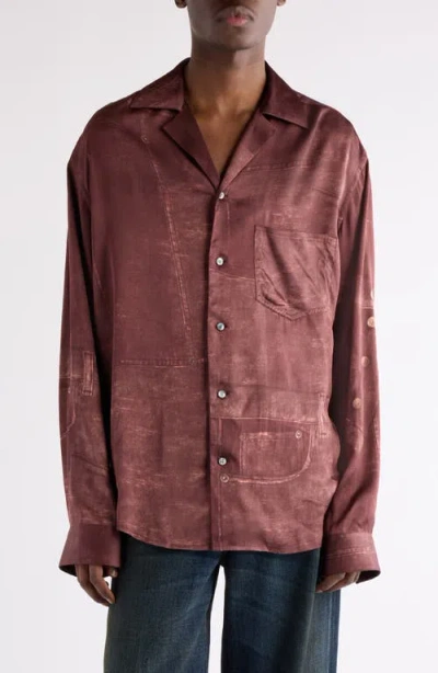 Acne Studios Soweno Trompe L'oeil Print Button-up Shirt In Brown