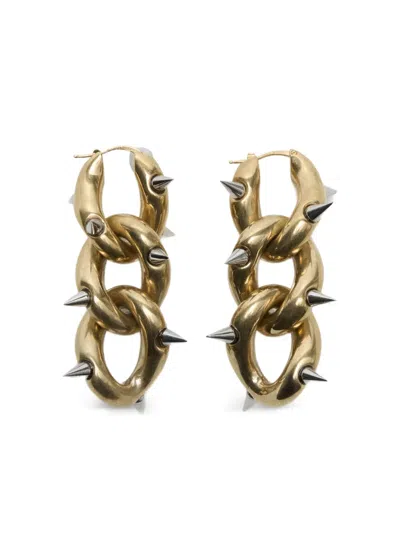 Acne Studios Spiked Chain Earrings In Gold