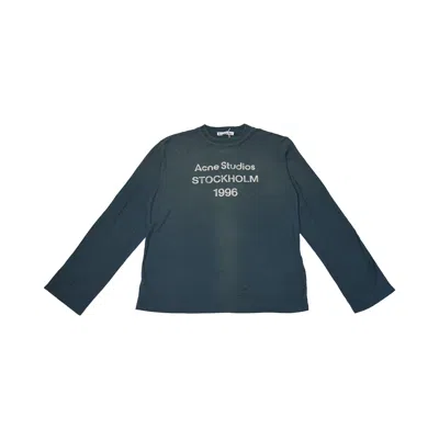 Acne Studios Sprayed 1996 Logo L/s T-shirts Deep Blue In Men S/ Women M