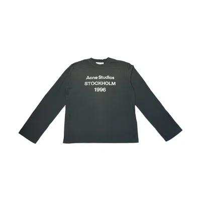 Acne Studios Sprayed 1996 Logo L/s T-shirts Faded Black In Women M/ Men S