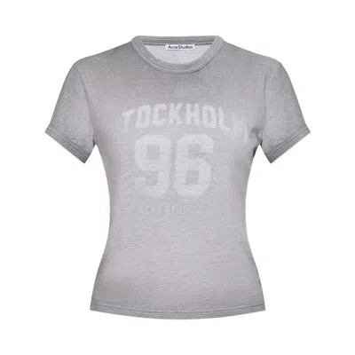 Pre-owned Acne Studios Sprayed Vintage Logo T-shirt 'grey Melange' | Women's Size L In Gray