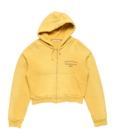 Acne Studios Hooded Cropped Jacket Casual Long Sleeves Pockets In Yellow