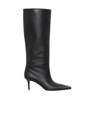 Acne Studios Stivali In Pelle Con Punta Affusolata In Black