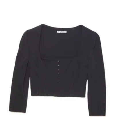 Acne Studios Square-neck Cropped Blouse In Black