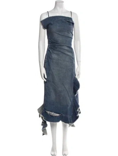 Pre-owned Acne Studios Square Neckline Long Dress W/ Tags In Blue