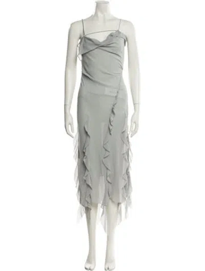 Pre-owned Acne Studios Square Neckline Midi Length Dress In Blue