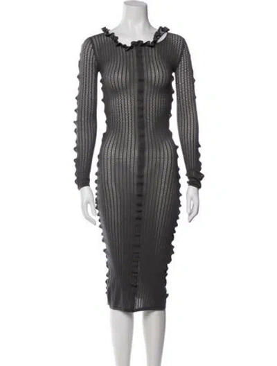 Pre-owned Acne Studios Square Neckline Midi Length Dress In Gray