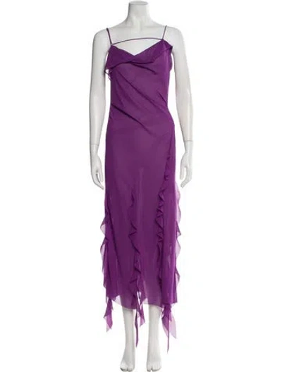 Pre-owned Acne Studios Square Neckline Midi Length Dress In Purple