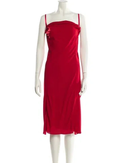 Pre-owned Acne Studios Square Neckline Midi Length Dress In Red