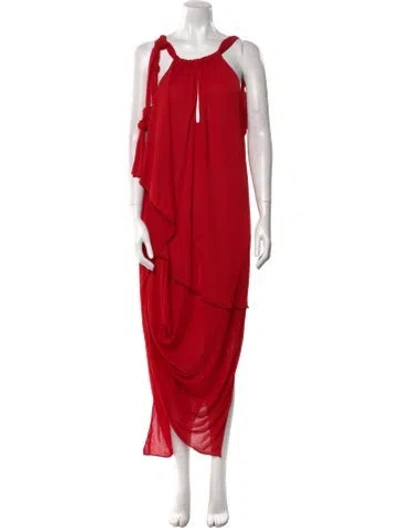 Pre-owned Acne Studios Square Neckline Midi Length Dress W/ Tags In Red