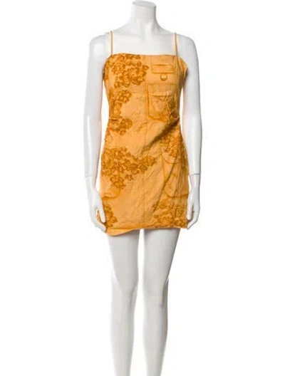 Pre-owned Acne Studios Square Neckline Mini Dress In Orange