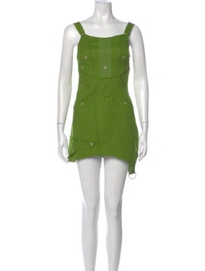 Pre-owned Acne Studios Square Neckline Mini Dress W/ Tags In Green