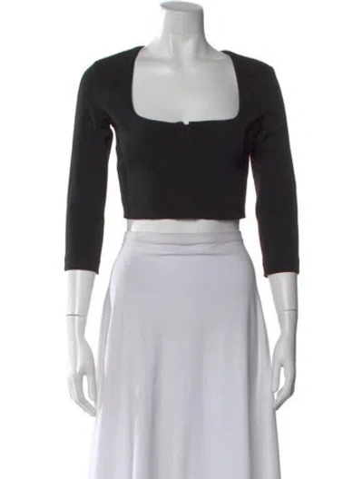 Pre-owned Acne Studios Square Neckline Three-quarter Sleeve Crop Top In Black