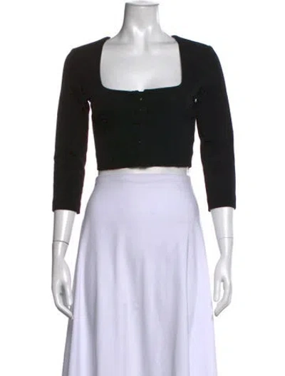 Pre-owned Acne Studios Square Neckline Three-quarter Sleeve Crop Top In Black