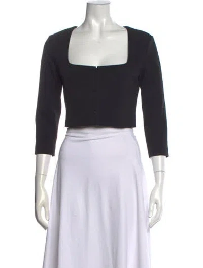 Pre-owned Acne Studios Square Neckline Three-quarter Sleeve Crop Top In Black