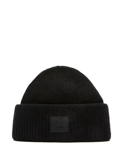 Acne Studios Square Patch Beanie In Black