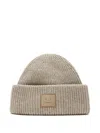 Acne Studios Square-patch Beanie Hat In Gray