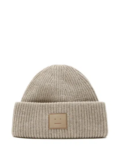 Acne Studios Square-patch Beanie Hat In Gray