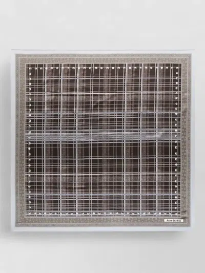 Acne Studios Square Scarf Lightweight Fabric Patterned Hem In Brown