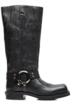 Acne Studios Embellished Crinkled-leather Knee Boots In Aa2 Anthracite Grey