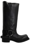 Acne Studios Black Boots With Buckle And Logo In Leather Woman In Black