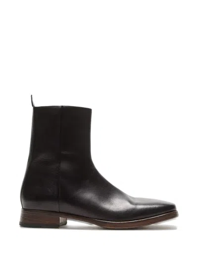 ACNE STUDIOS SQUARE-TOE LEATHER BOOTS