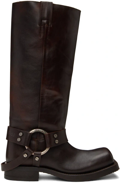 Acne Studios Ssense Exclusive Brown Stirrup High Boots In Dark Brown