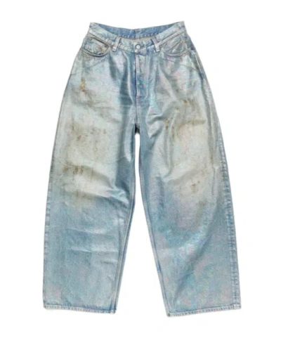 Acne Studios Stained-effect Wide-leg Jeans In Gray