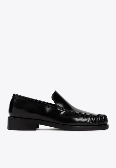 Acne Studios Stamped Monogram Calf Leather Loafers In Black