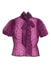 Acne Studios Star-print Puff-sleeve Top In Blue
