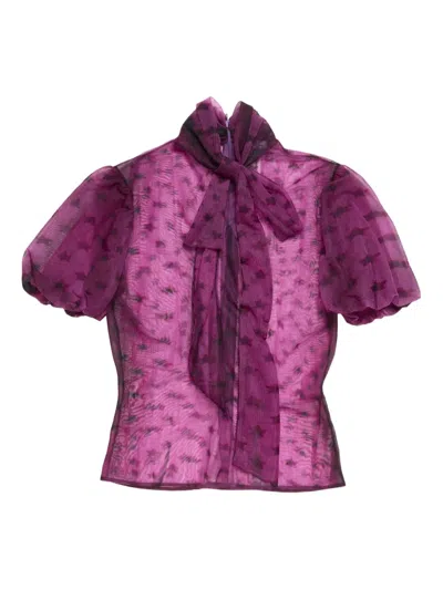 Acne Studios Star-print Puff-sleeve Top In Blue