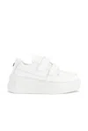 Acne Studios Velcro Strap Platform Sneakers In White Cow Leather In White