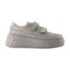 Acne Studios White Velcro Strap Platform Sneakers In White