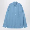 Acne Studios Striped Long Sleeve Button Up Shirt In Blue