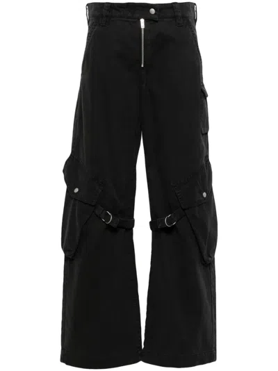 Acne Studios Straight Cotton Cargo Trousers In Grey