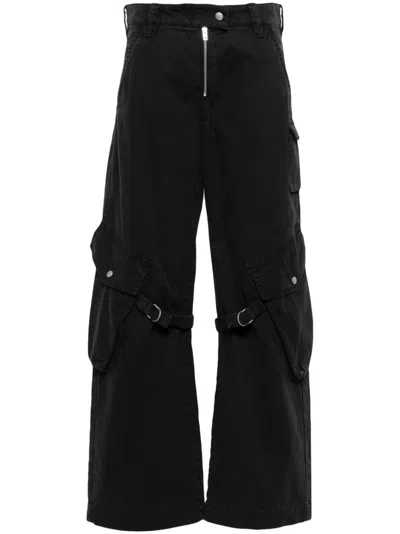 Acne Studios Straight Cotton Cargo Trousers In Z79 Charcoal Grey