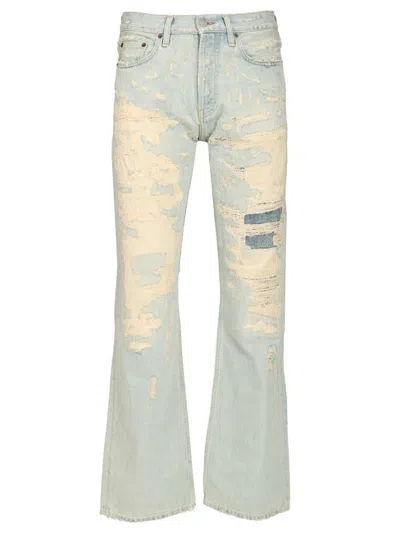 Acne Studios Straight Fit 5-pocket Denim With Side Rips Jeans Light Blue