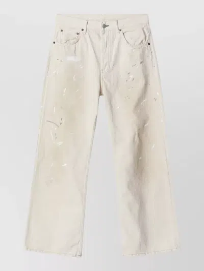 Acne Studios Straight Leg Denim Jeans Five Pocket Design In White