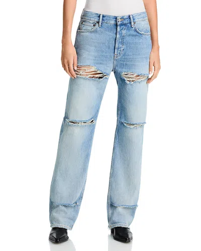 Acne Studios Straight Ripped Jeans In Light Blue In Gray