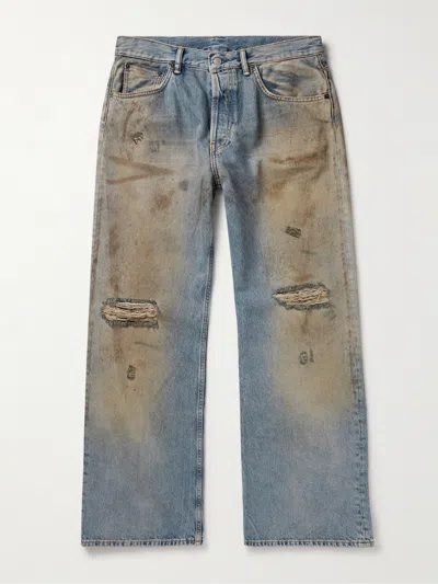 Acne Studios Denim Cotton Trousers Belt Loops Five Pockets In Blue