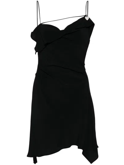 Acne Studios Draped Asymmetric Minidress In Black