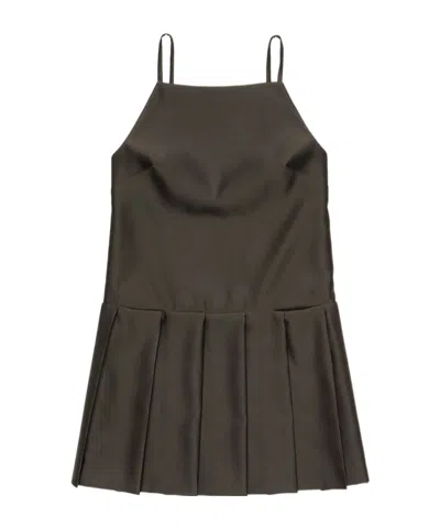 Acne Studios Strap Dress With Pleated Skirt In Green
