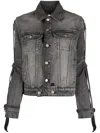 Acne Studios Buckled Stonewashed-denim Jacket In Grey