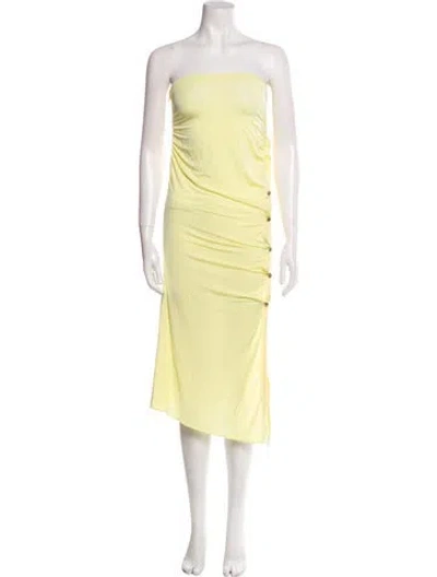 Pre-owned Acne Studios Strapless Knee-length Dress In Yellow