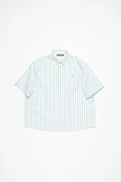 Acne Studios Stripe Button-up Shirt In Blue,green