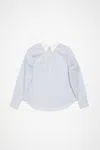 Acne Studios Stripe Button-up Shirt In Dusty Blue,cold Brown