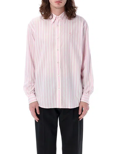 Acne Studios Gestreiftes Hemd Mit Logo-stickerei In Pink
