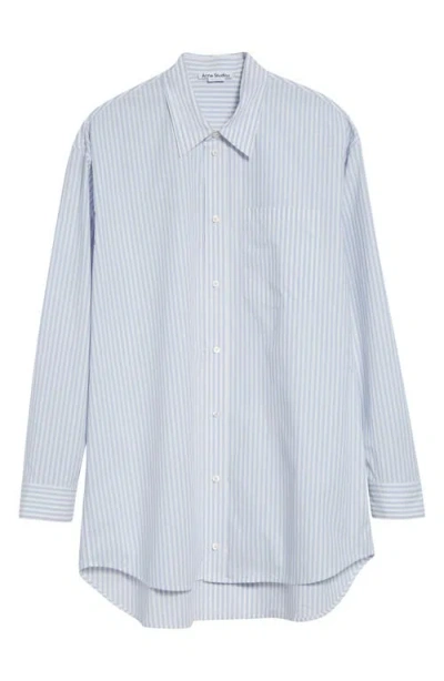 Acne Studios Stripe Logo Organic Cotton Graphic Button-up Shirt In Multi