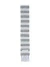 Acne Studios Stripe-pattern Fringed Scarf In Gray